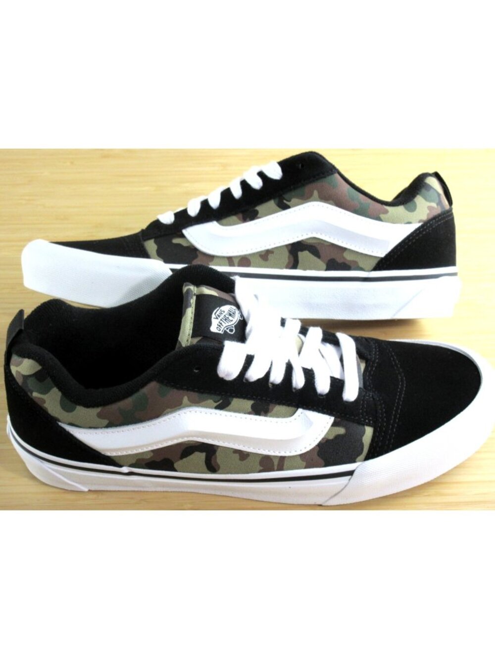 Vans Men's Knu Skool Camo Black Green Canvas Suede Skate Shoes size 10 NEW